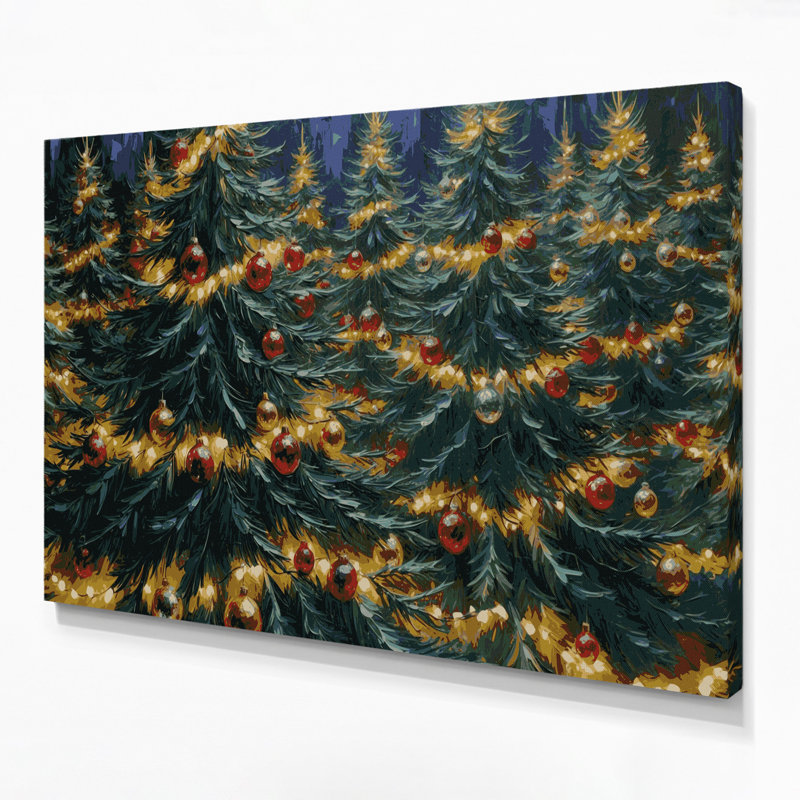 «Christmas Christmas Trees», art mural sur toile verte, H 24 po x l 36 po