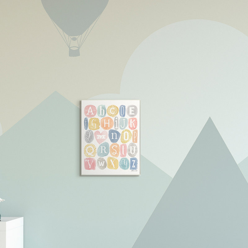Gracemont, motif doux, aquarelle, lettres, art graphique, Bois naturel, H 19 po x l 13 po x P 0,5 po