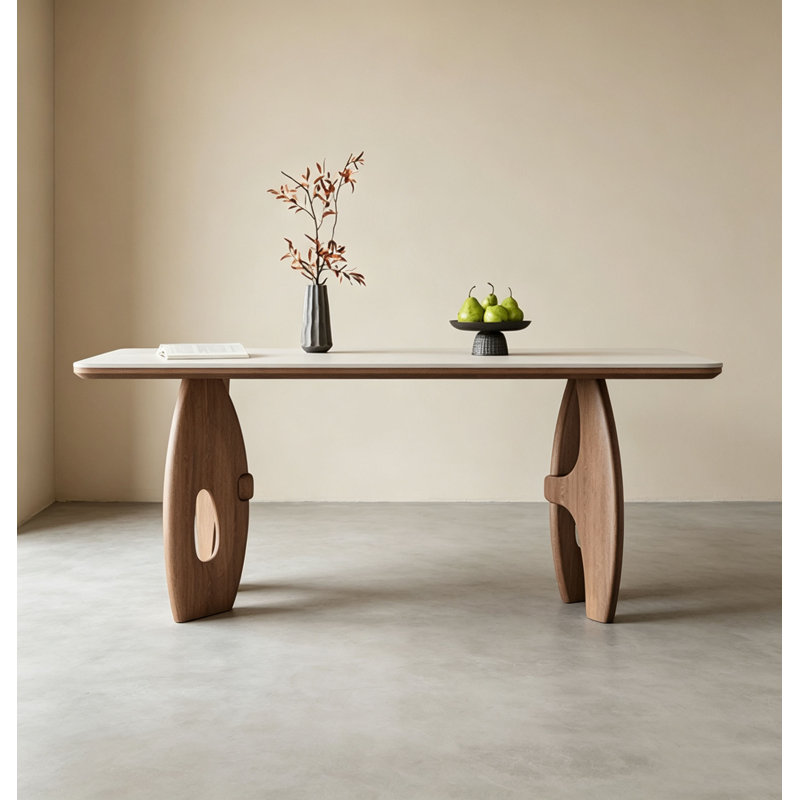 Walnut Sintered Stone Table, 29.5" H x 59.1" W x 31.5" D