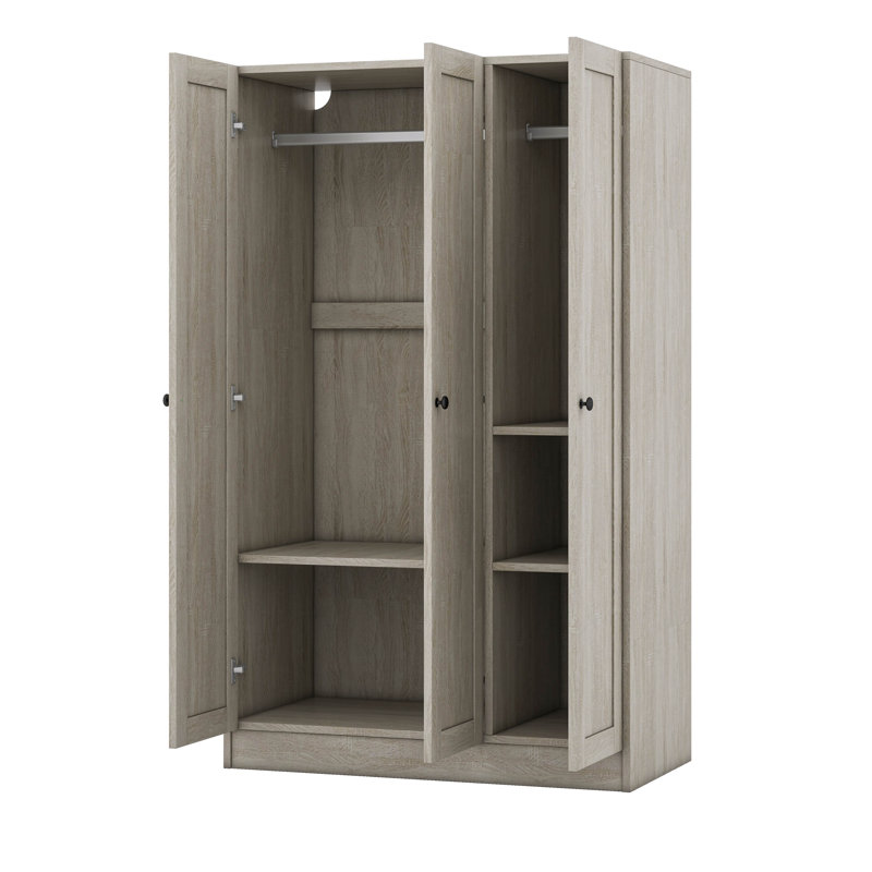 Armoire haute autoportante Vanzandt avec 3 portes et tablettes, Gris