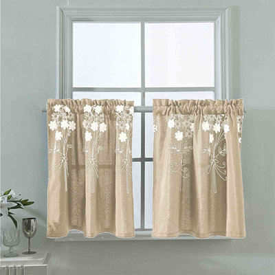 Petits rideaux Fenêtres courtes Rideaux décoratifs de style court Chambre à coucher avec demi-rideaux brodés pour rideaux de porte de petite taille bloquant la lumière