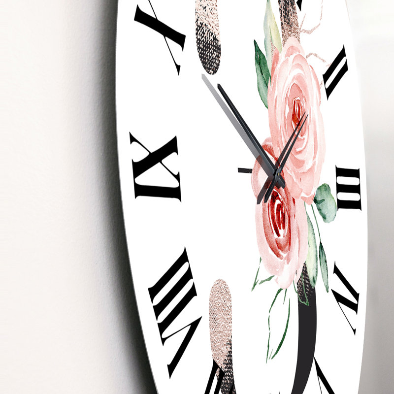 Art floral avec numéro trois I - Horloge murale traditionnelle, Petit