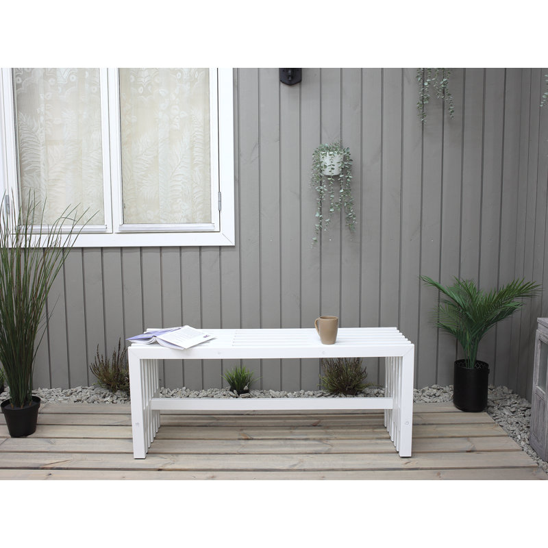 Arlinna Solid Wood Pine Outdoor Bench, White
