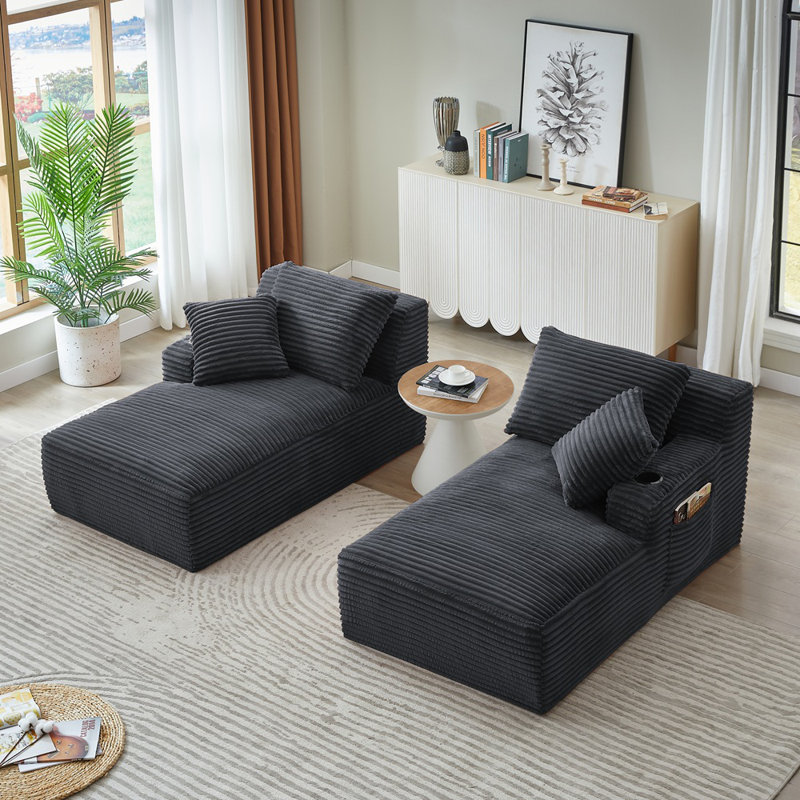 Canapé-lit double, canapé-lit désossé avec porte-gobelets et poches latérales, canapé-lit modulaire confortable à assise profonde pour le salon