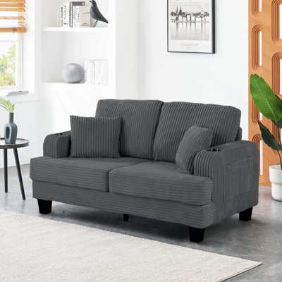 Causeuse l 61,4 po contemporaine, gris foncé
