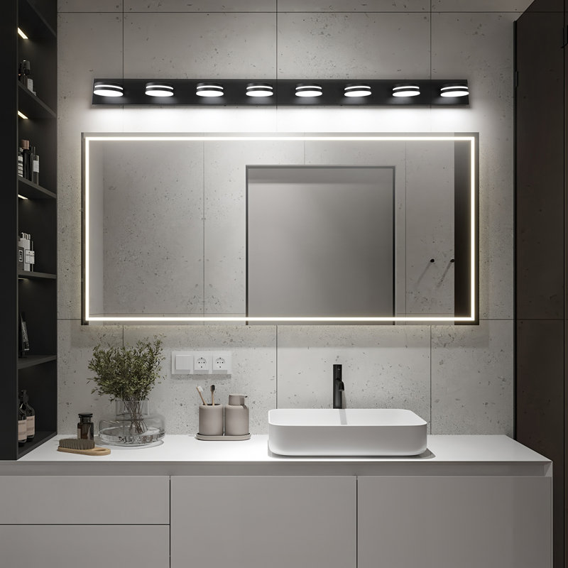 Luminaire de salle de bain à DEL à intensité variable avec têtes réglables, lumière du jour 5500K, Noir mat, 8 lumières
