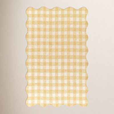 Lola Yellow Hand-Tufted Plaid Wool Rug