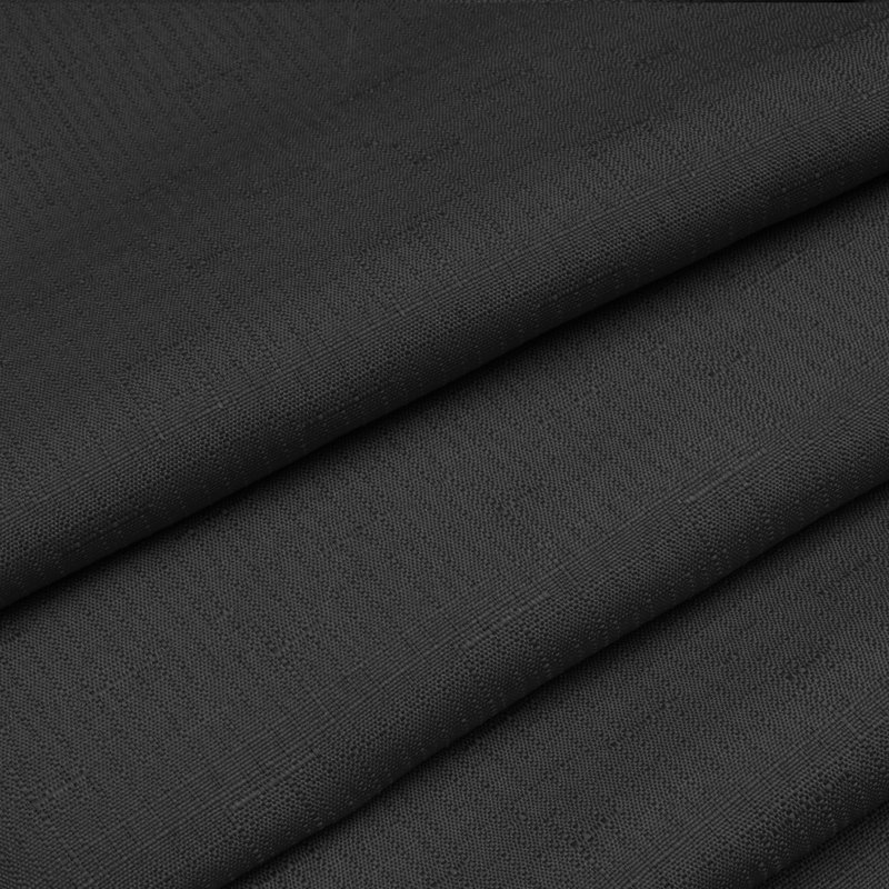Black Fabric Shower Curtain with Snap-in Liner and Sheer Top