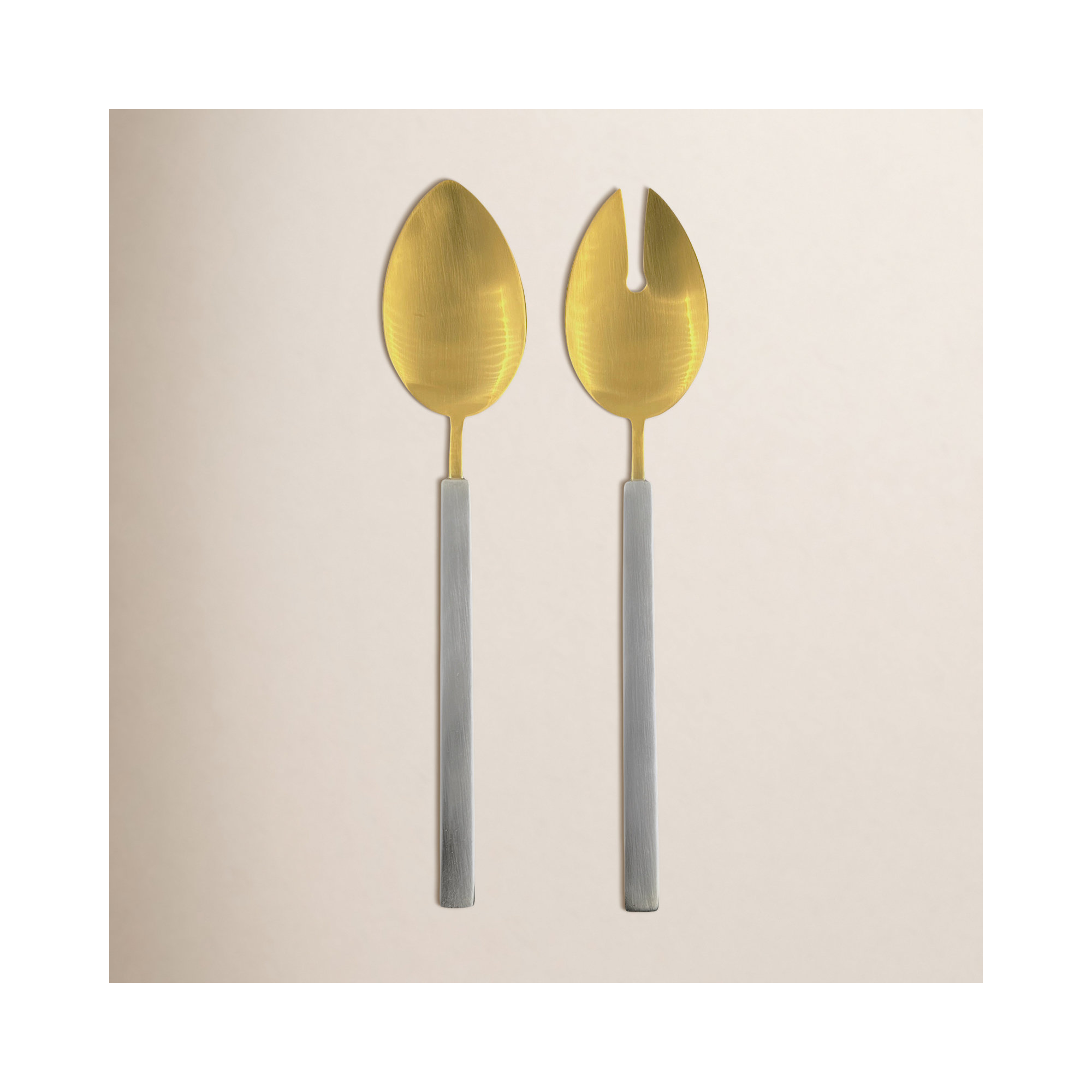 Hvar Stainless Steel Salad Servers, Silver/Gold