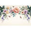 Papier peint pastel floral avec bordure papillon sur fond crème-595530405