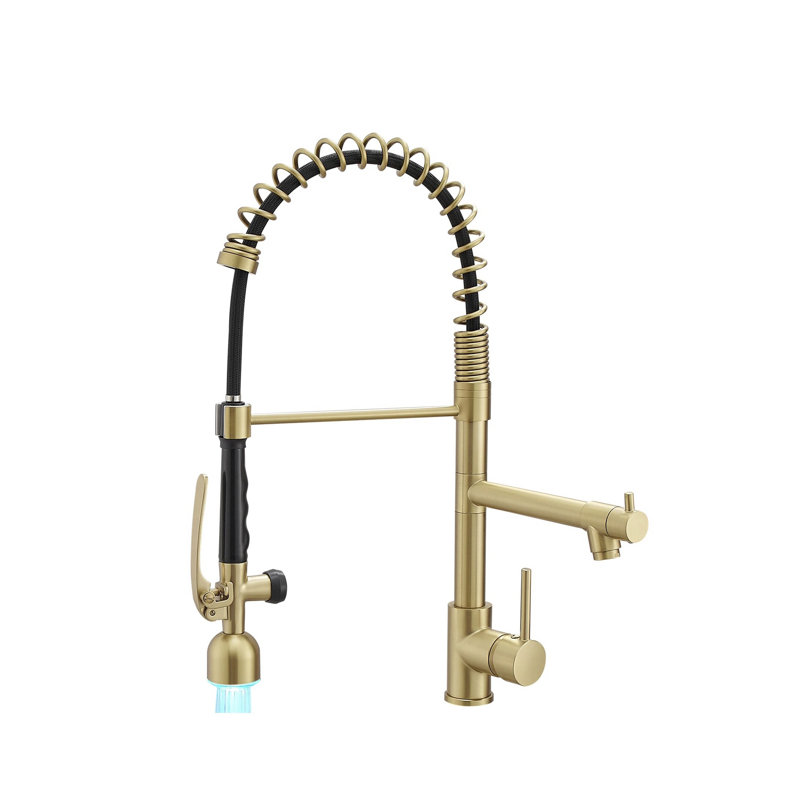 Robinet de cuisine rétractable AvaMalis, Or brossé