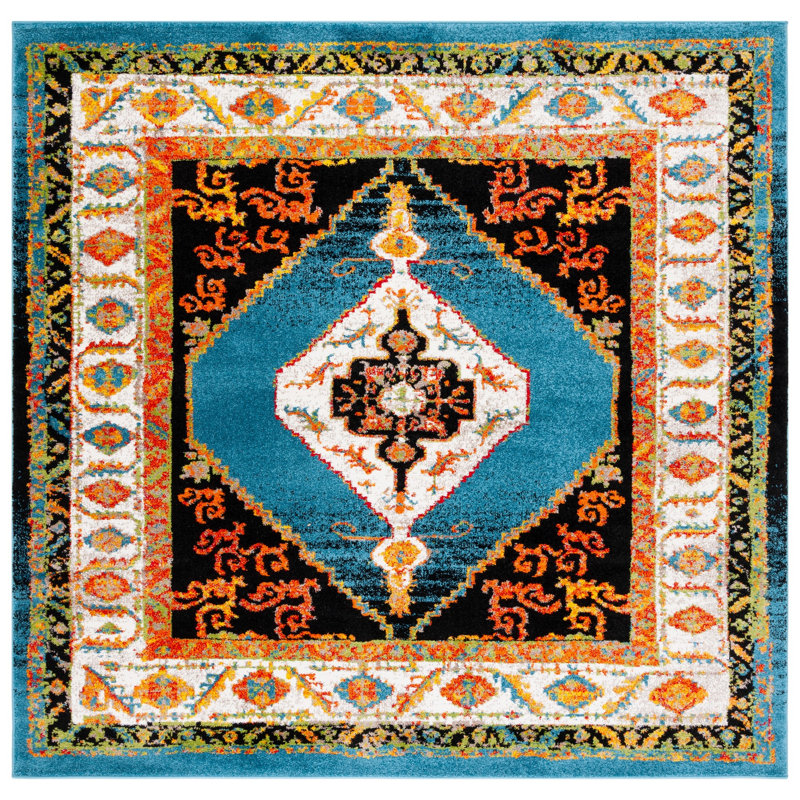 Vintage Hamadan Performance Oriental Rug, Square 6'7"