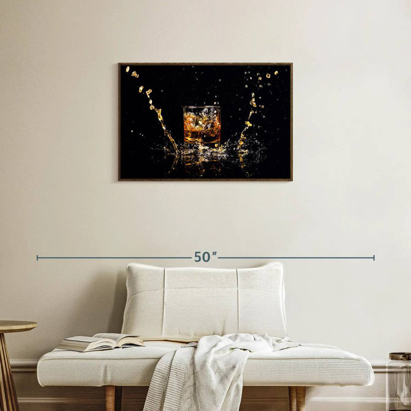 Whisky Splash, Cadre flottant noyer, 31 po x 21 po