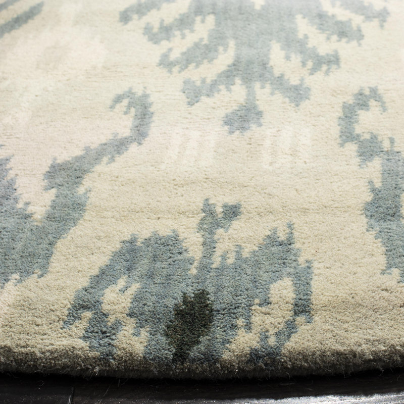 Tapis beige / ardoise en laine touffeté à la main Kline, Carré 6 pi