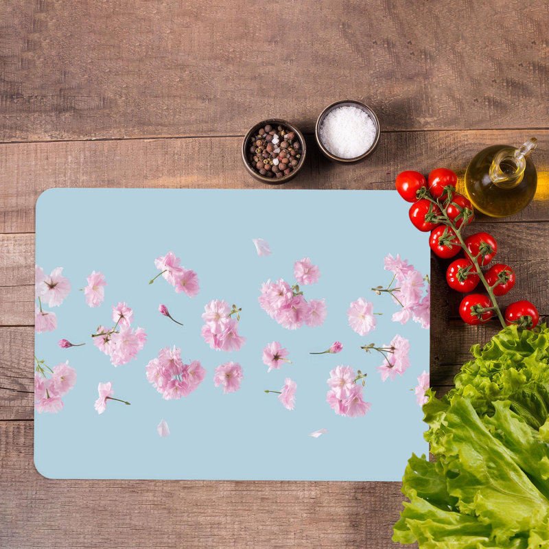 Planche à découper en verre à motif floral à motif botanique pour la cuisine, 7,9 po x 11,8 po