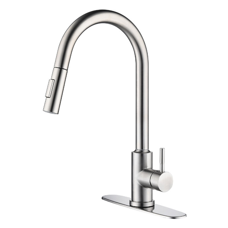Touch Enabled Kitchen Faucet With Pull Down - 360-Degree Rotating, Adjustable Flow Rate Brushed Nickel, Stainless Steel Rust, Rotation,