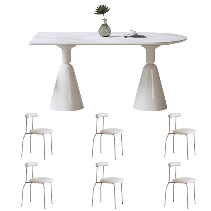 Table et chaise moderne de style crème Saint-Graal moderne, H 29,5 po x L 62,9 po x l 31,4 po