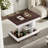 Adjustable End Table With Wheels, 360°rotating Top, Storage Space, Wood Grain Texture And Vertical Striped Design-147989344
