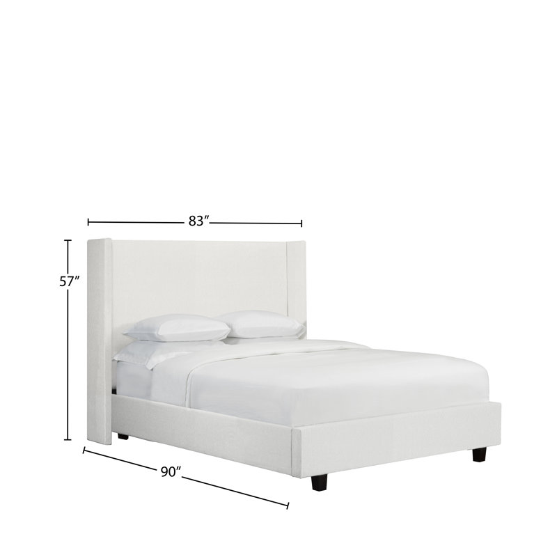 Lit plateforme en tissu d’ameublement, Très grand, Blanc