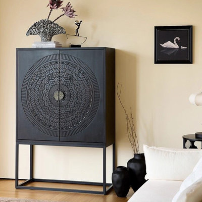 Middle Ancient Style Carved Accent Cabinet