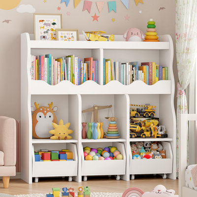 Toy Storage Organizer with Movable Drawers, Toy Organizer for Kids| Toy Organizer with Wheels, Kids Bookshelf and Toy Chest Storage, Stuffed Animal St by Viv + Rae