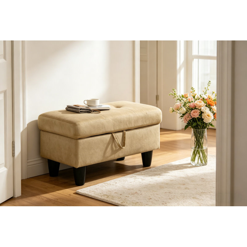 Repose-pieds rembourré en flanelle avec repose-pieds Athiste, Velours brun clair