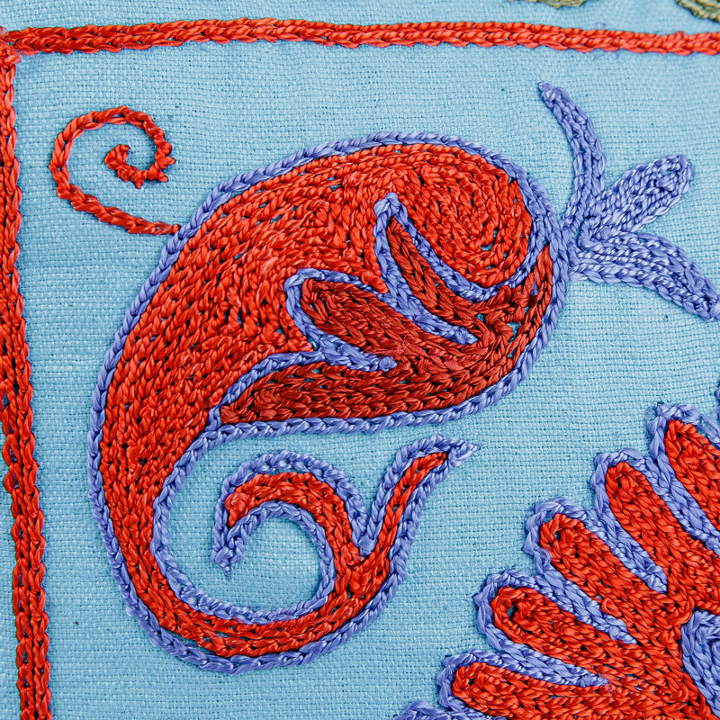 Housse de coussin en coton brodée Novica