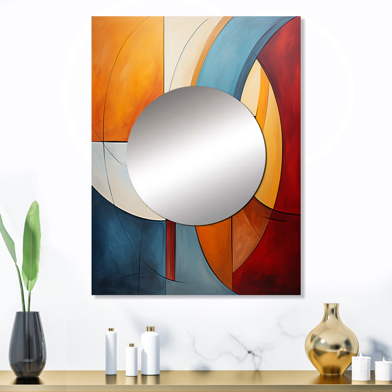Pasiak Cubism Geometric Form I - miroir décoratif cubique, miroir mural moderne, impression d'art en métal, 32 po x 24 po