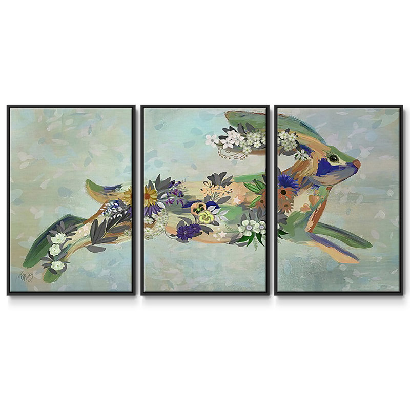 Fantastic Florals Hare, 3 pièces, Noir, H 24 po x l 48 po x P 2 po