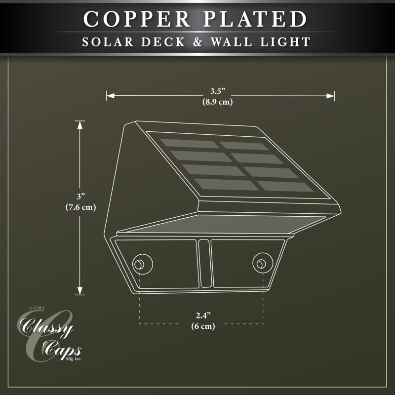 Copper Solar LED Post Cap Light with Dusk-to-Dawn Sensor