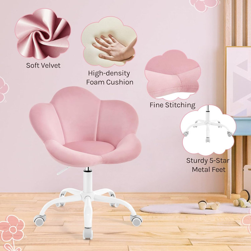 Velvet Office Chair, Pink