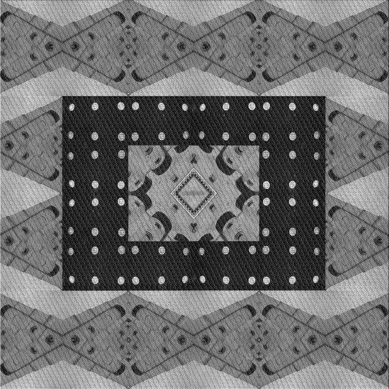 Tapis noir/gris tissé à la machine, Carré 3 pi