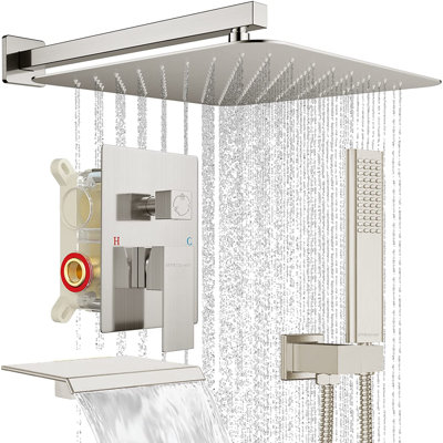 Shower System With Tub Spout, 10 Inches Tub Shower Faucet Set For Bathroom, High Pressure Rain Shower With Handheld Spray