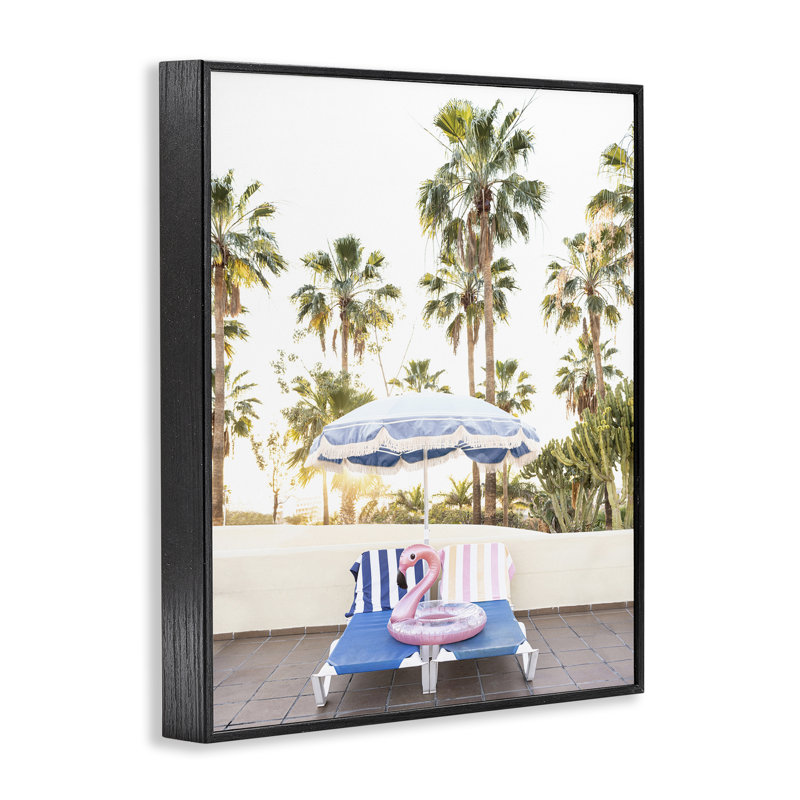 Illustration de giclée encadrée flottant au bord de la piscine par Sissi et Seb, Giclée encadrée noir minuit