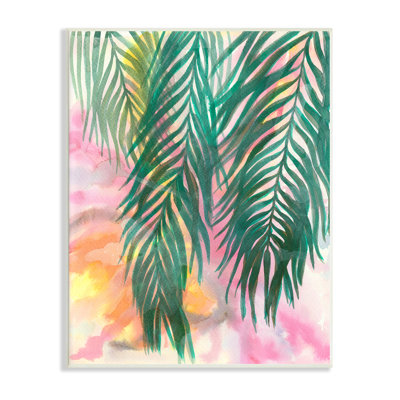 «Hanging Palms», plante tropicale rose, art mural à l'aquarelle par Elvira Errico