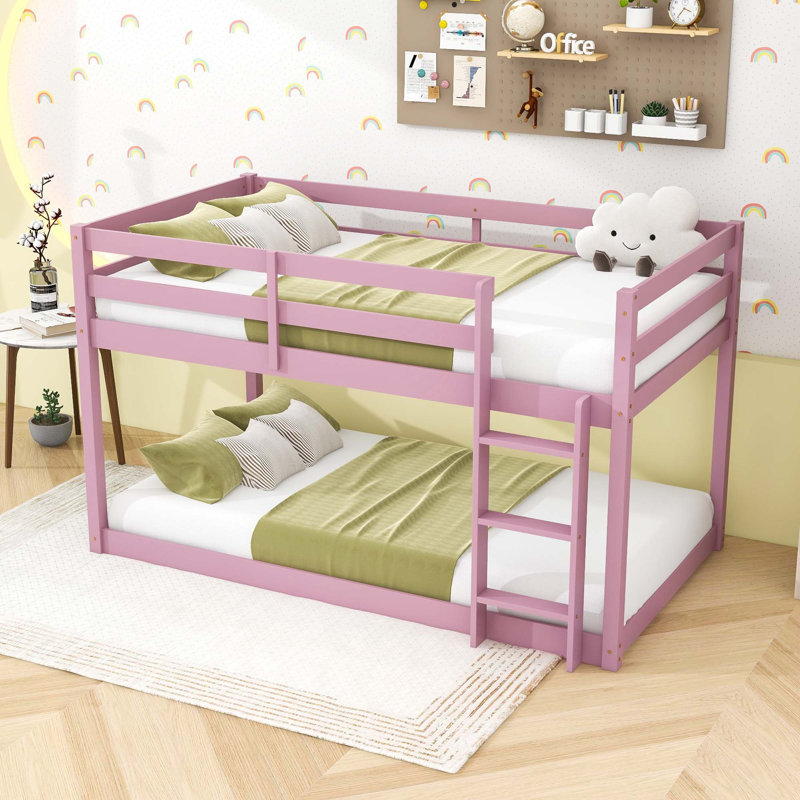 Lit superposé simple en bois avec échelle