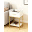 Table de chevet moderne à 3 niveaux avec tiroir de rangement et tablette, table de chevet compacte pour chambre à coucher et salon