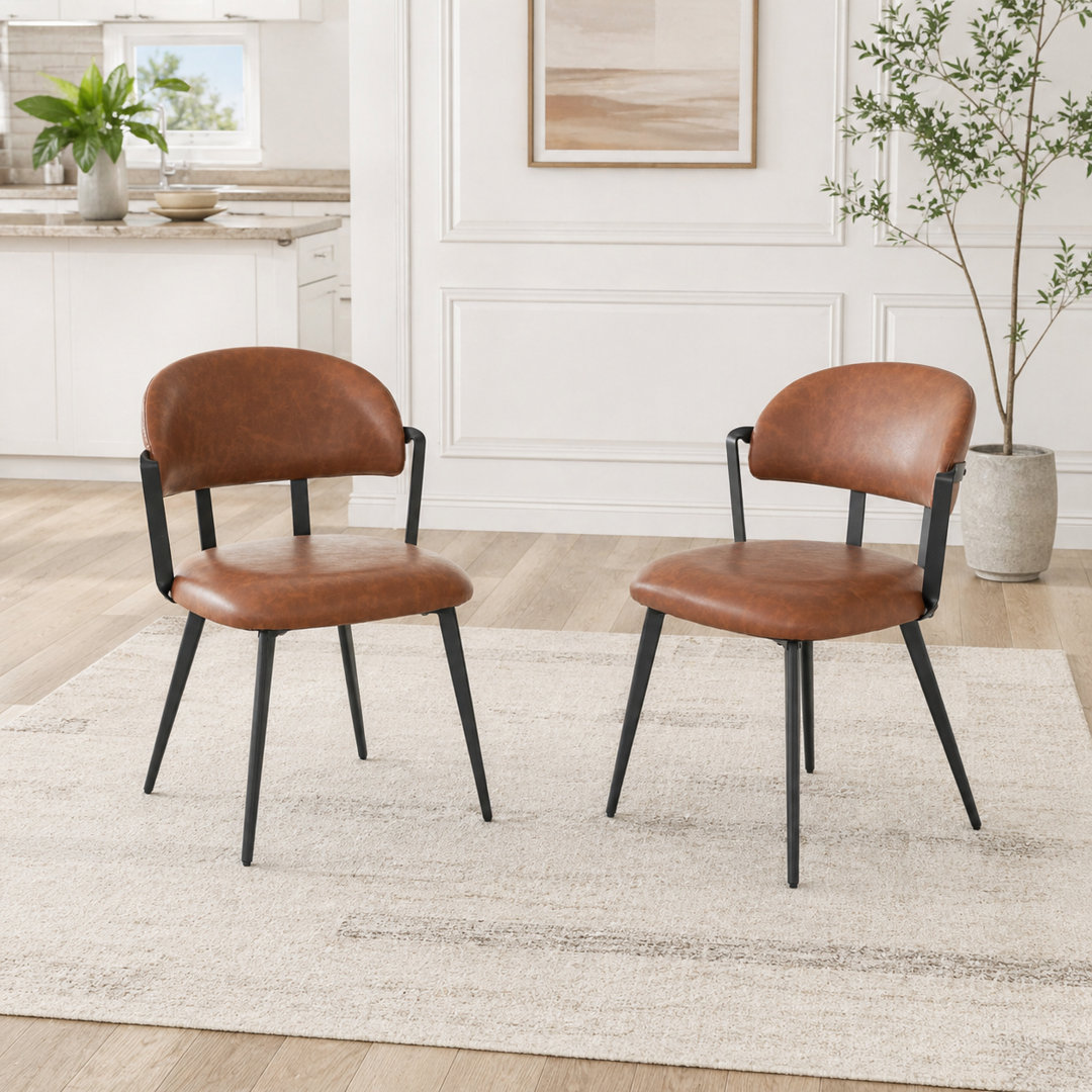 Windsor Space-Saving Dining Chair With Twisted Metal Detail, PU Upholstered