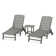 Nautical 3-Piece Chaise Lounge with Wheels Set with South Beach 18" Side Table