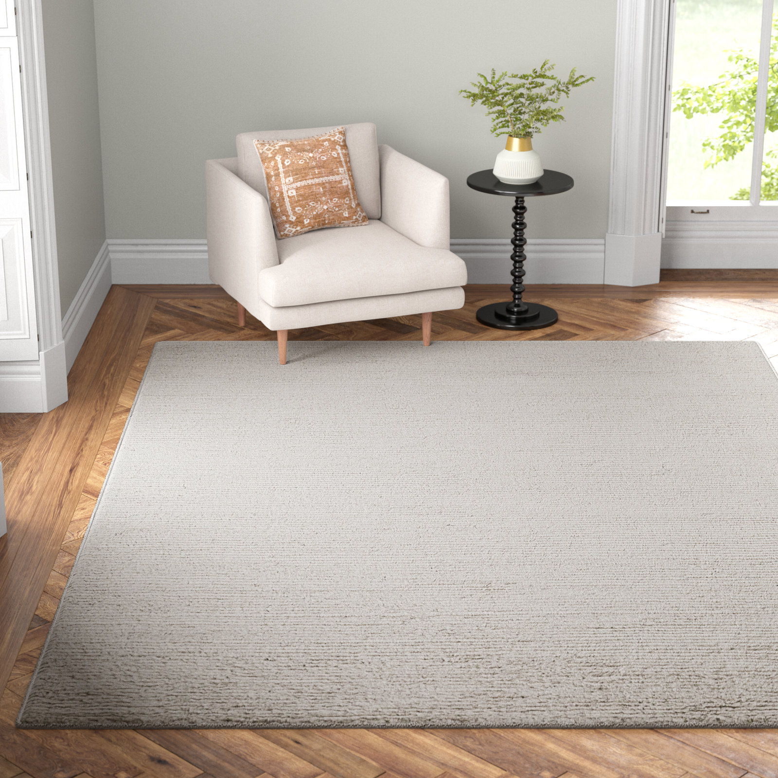 Danberry Light Gray Hand-Tufted Rug, Rectangle 5' x 8'
