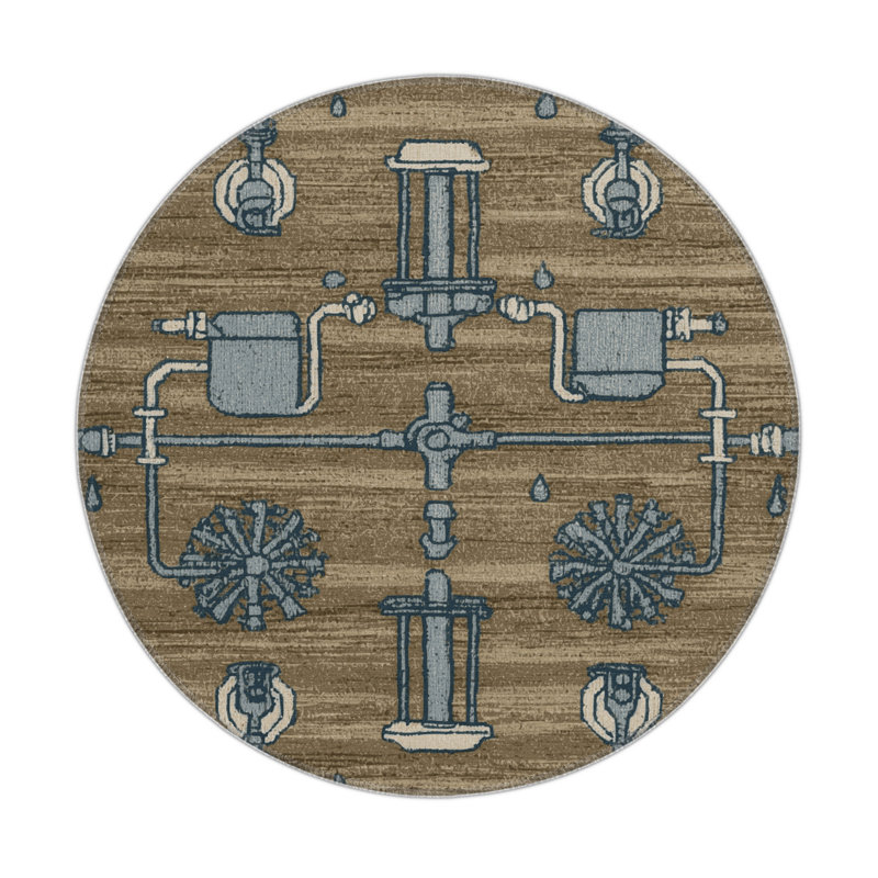 Tapis intérieur et extérieur brun Transport, Rond 5 pi