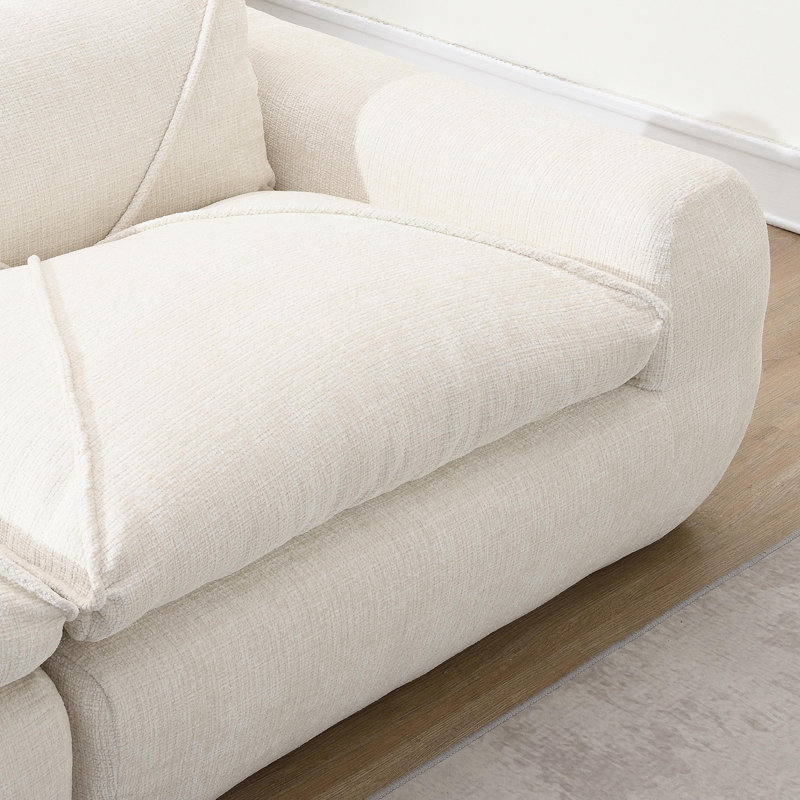 Modular Sectional Sofa Chenille Fully Compressed L-shaped Couch with 28" Deep Seats & Movable Ottoman, No Assembly Required