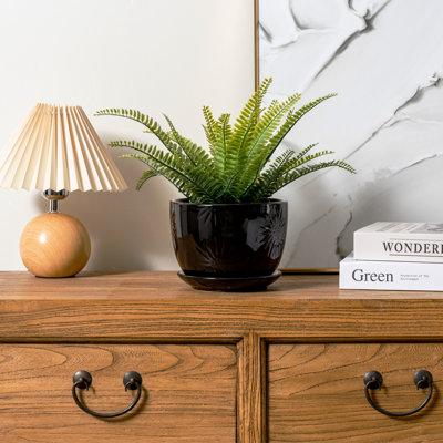 Indoor Black Ceramic Flower Pot Planter