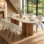 Table de salle à manger rectangulaire moderne pour 6 personnes, pieds en bois massif, plateau de table en pierre 71 po Modern