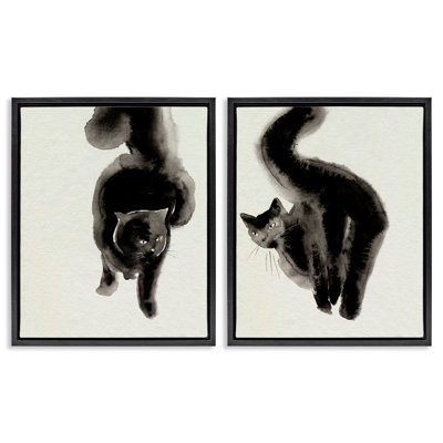  Ensemble de 2 toiles flottantes encadrées Minimal Cats par Melissa Wang