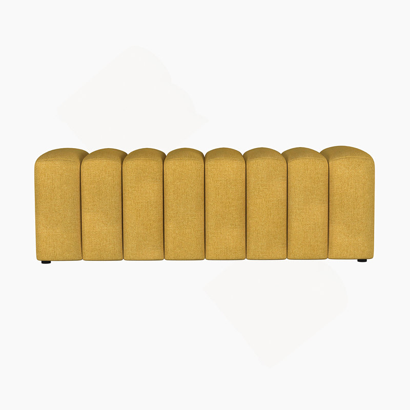 Banc d'appoint rembourré en tissu, Jaune moutarde