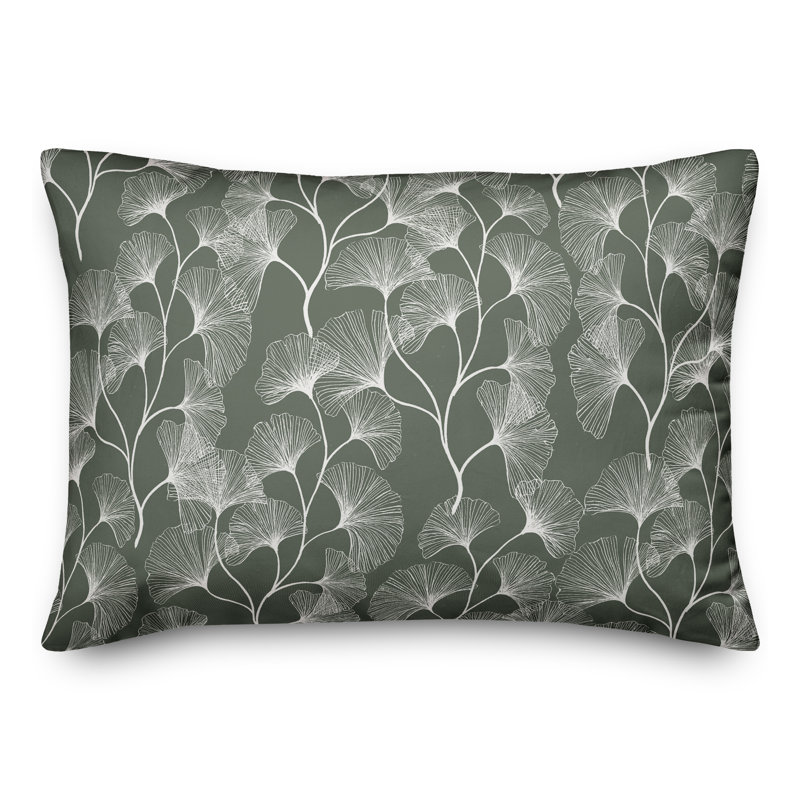  Coussin décoratif floral intérieur / extérieur en polyester, H 18 po x l 25 po, Sauge