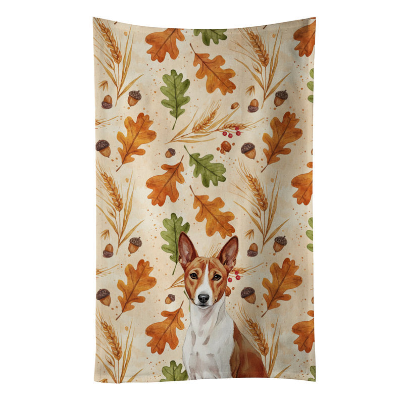 Serviette de cuisine rouge et blanche Basenji, Red and White Basenji