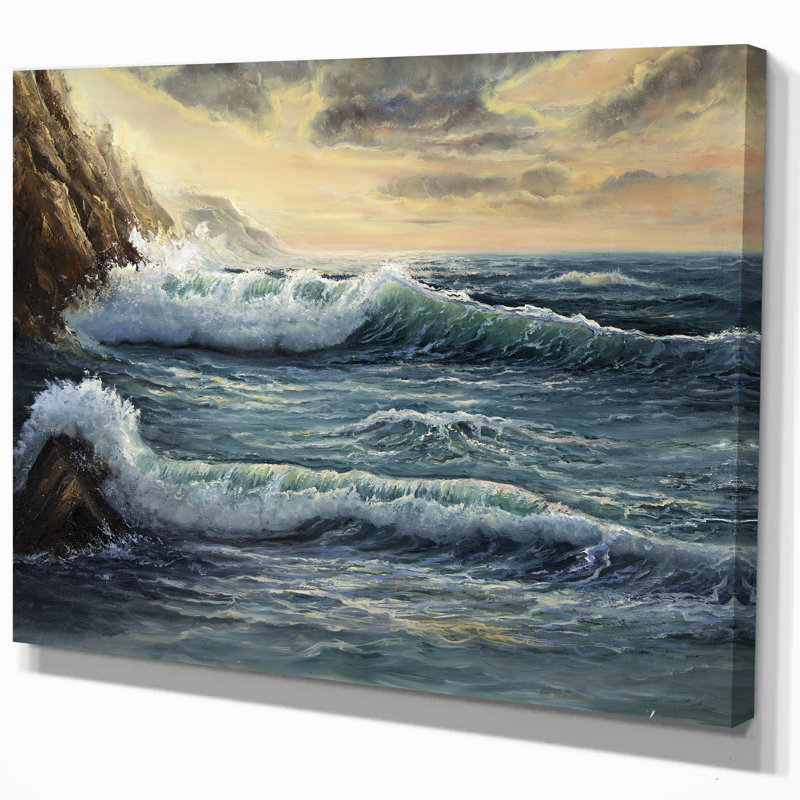 Reproduction d’art graphique sur toile tendue sous le ciel dark rain, H 30 po x l 40 po x P 1,5 po