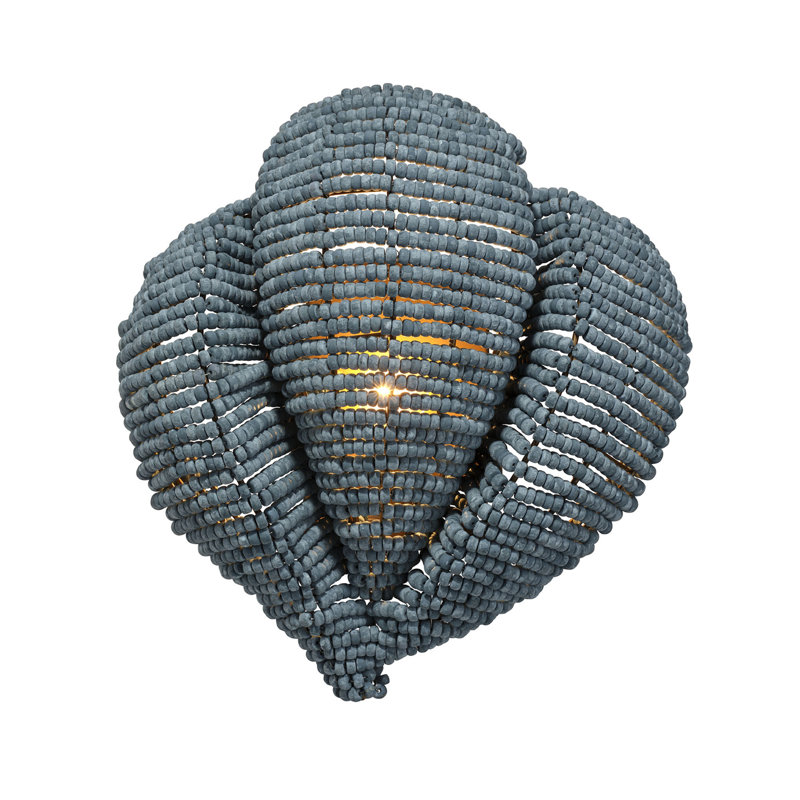 Anguilla 1-Light Wood Beaded Wall Sconce, Blue, Blue